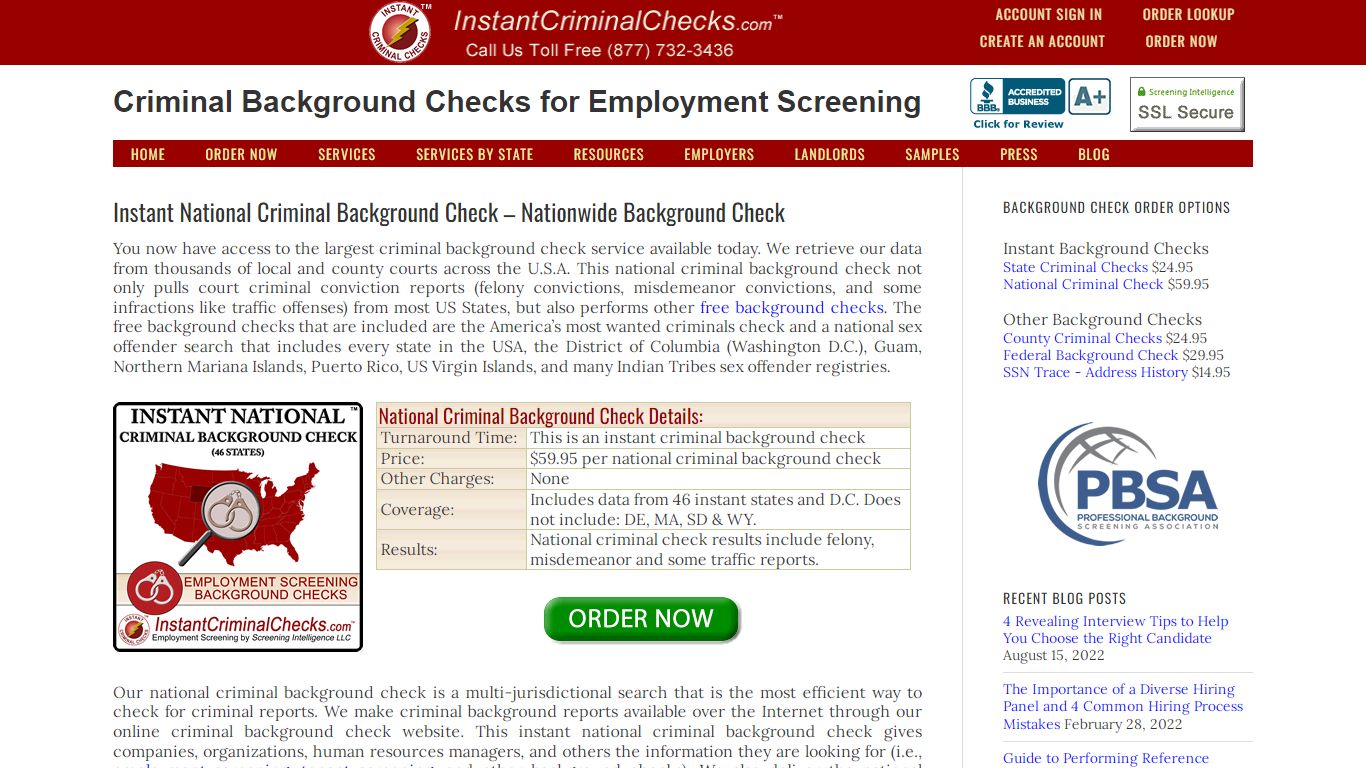 Instant National Criminal Background Check Nationwide